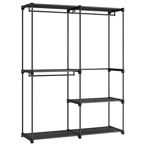 Offener Kleiderschrank mit 3 Hängefächern, Schwarz, 182x138x43cm