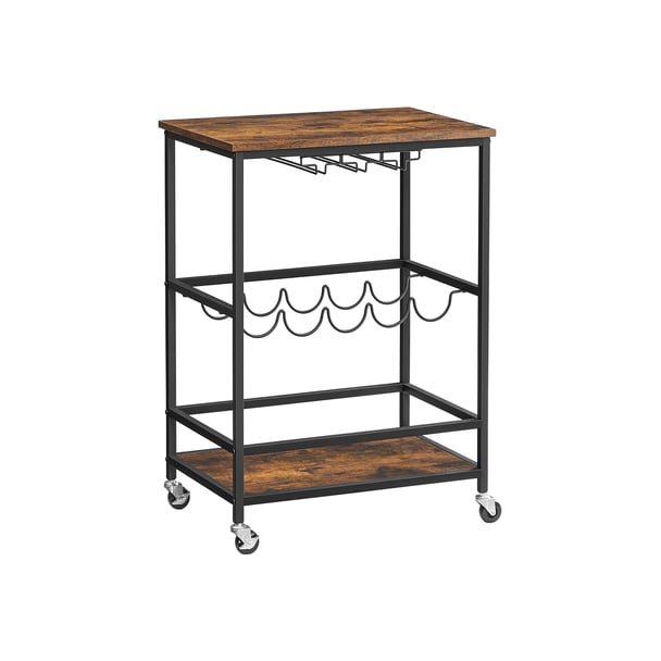 Servierwagen, Vintagebraun-Schwarz, 75x60x40cm