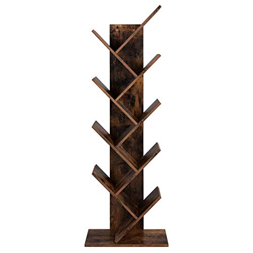 Knihovna, 10 úrovní, dřevo, 141,5x50x25 cm