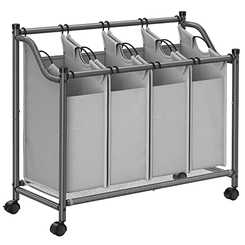 Wäschekorb auf Rollen, 4 abnehmbare Stofftaschen,67x87,5x38,5cm