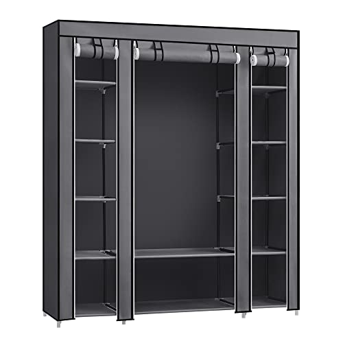 XXL Stoffschrank, Kleiderstange, 3 Rollo-Türen, 175x150x45cm