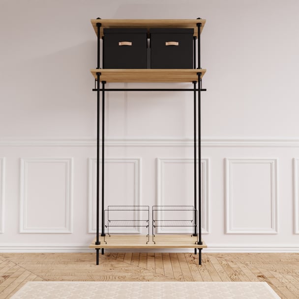 DECO Regalsystem: Offener Kleiderschrank 185x85x35cm mit Zubehör