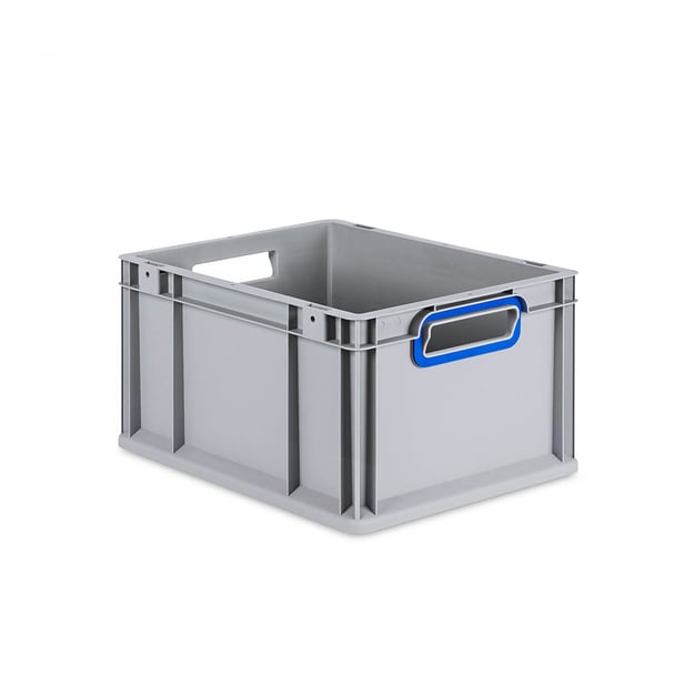 8er Set - Eurobox Next Gen 2.0 - Stapelbehälter mit offenen Griffen - Blau - 400 x 300 x 220 mm