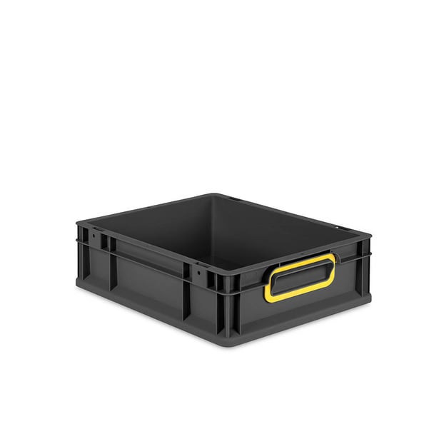 16er Set - Eurobox Next Gen 2.0 Cycle - Stapelbehälter mit geschlossenen Griffen - Gelb - 400 x 300 x 120 mm - Anthrazit