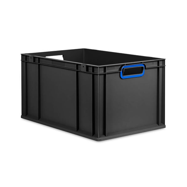 3er Set - Eurobox Next Gen 2.0 Cycle - Stapelbehälter mit offenen Griffen - Blau - 600 x 400 x 320 mm - Anthrazit