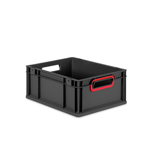 10er Set - Eurobox Next Gen 2.0 Cycle - Stapelbehälter mit offenen Griffen - Rot - 400 x 300 x 170 mm - Anthrazit