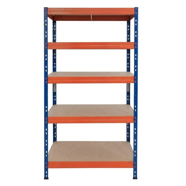 Schwerlastregal RIVET PRO 180x90x45 Spanplatte 5 Ebenen Blau-Orange