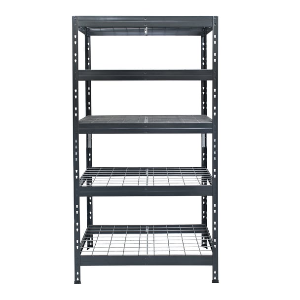 Schwerlastregal RIVET PRO 180x90x45 Stahlgitterboden 5 Ebenen Anthrazitgrau