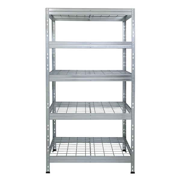 Schwerlastregal RIVET PRO 252x90x60 Stahlgitterboden 5 Ebenen Verzinkt