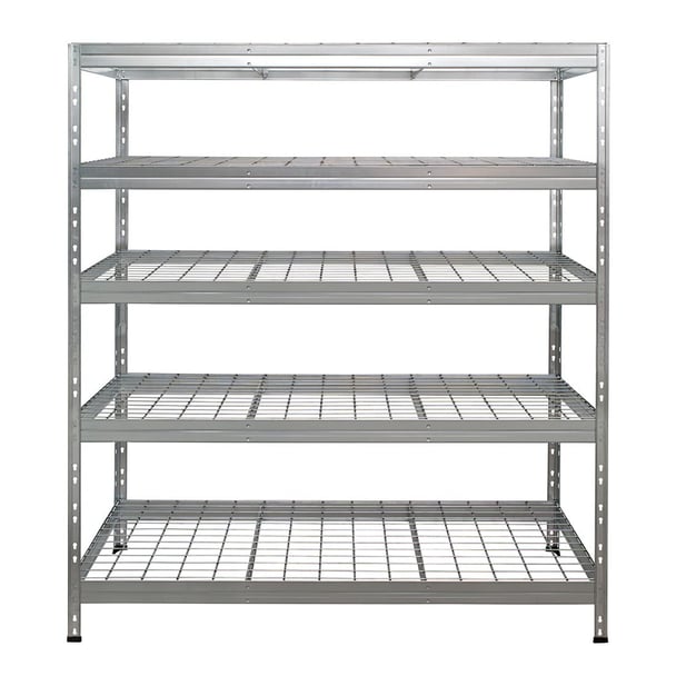 Schwerlastregal BULLRACK RIVET PRO 200x120x60 Stahlgitterboden 5 Ebenen Verzinkt