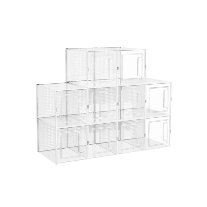 ZOLTA Schuhboxen Set 10 Stück - Stapelbare Aufbewahrungsboxen Mit Transparenter Tür