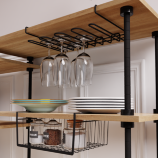 DECO SET: Weinglashalter & Regaleinsatz, schwarz - Hover