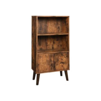 Retro-Bücherschrank mit Türen, Vintagebraun-Schwarz, 140x60x30cm