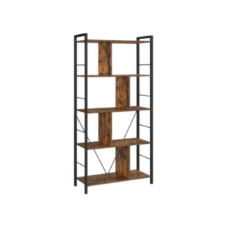 Bücherregal mit 5 Ebenen, Vintagebraun-Schwarz,150x74x30cm