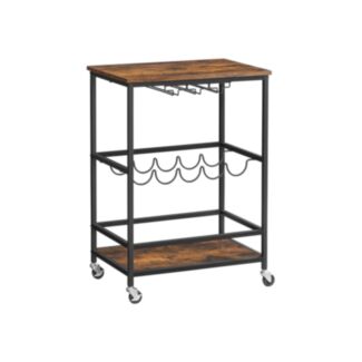 Servierwagen, Vintagebraun-Schwarz, 75x60x40cm