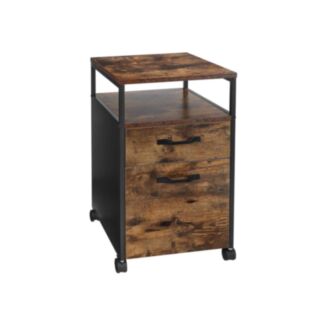 Aktenschrank, 2 Schubladen, Hängeregistratur, Vintagebraun-Schwarz, 66x41x45cm