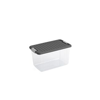 Aufbewahrungsbox mit Deckel 30 L – transparent, recycelter Kunststoff