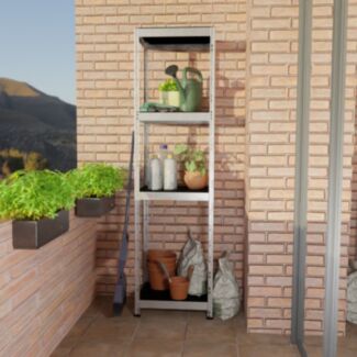 Outdoorregal Metall Grau, 180x50x38cm - Hover