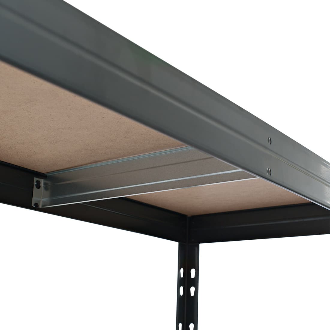 Regalsystem: 2 Schwerlastregale & Eckregal RIVET 180x180x210x45cm mit 5 HDF-Böden, anthrazitgrau