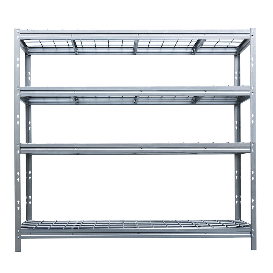 Schwerlastregal BULLRACK RIVET 200x210x60 cm mit 4 Stahlgitterböden, Zink