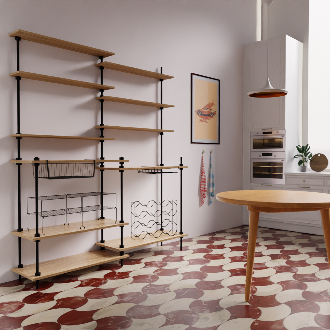 DECO Regalsystem: Standregal und Wandregal 185x160x35/17,5 cm mit Zubehör 