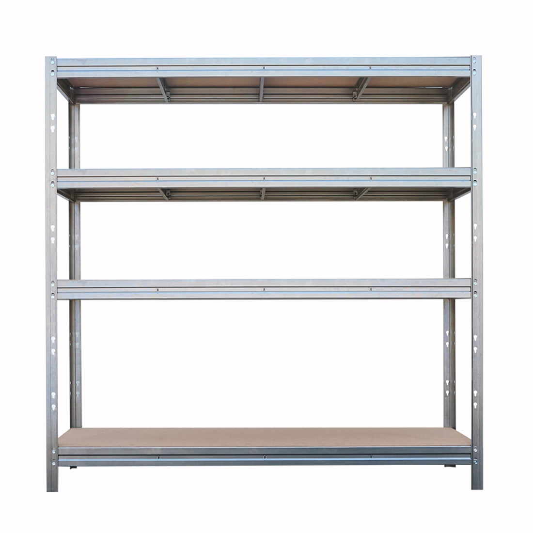 Schwerlastregal BULLRACK RIVET 200x200x60 cm mit 4 DTD-Platten, je 450 kg Traglast, Zink