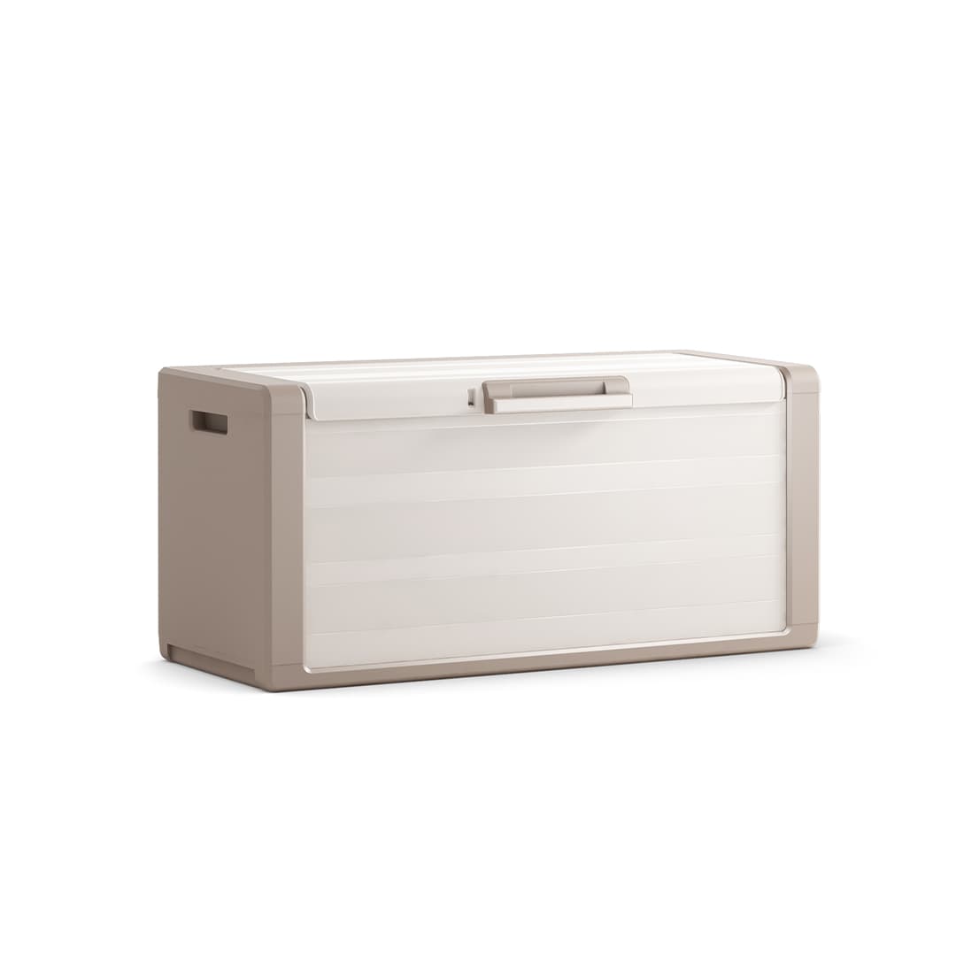 Auflagenbox, Gartentruhe, 55x118x49cm, Wetterfest (IPX3), beige