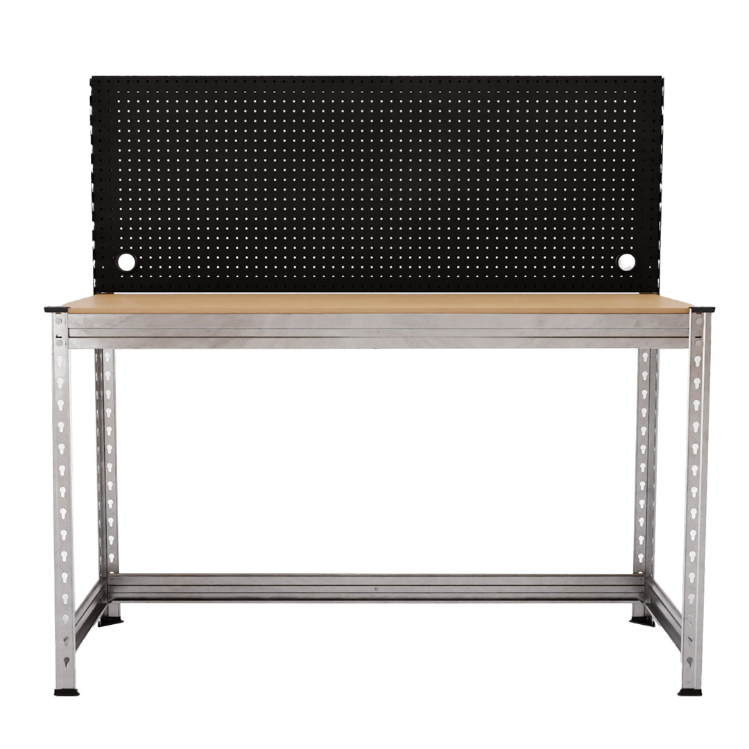 Werkbank mit Stecktafel 150x150x60 cm, Traglast 300kg, Zink
