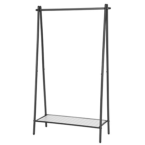 Kleiderständer mit Kleiderstange, Ablage, Schwarz, 153x92.5x33.5cm