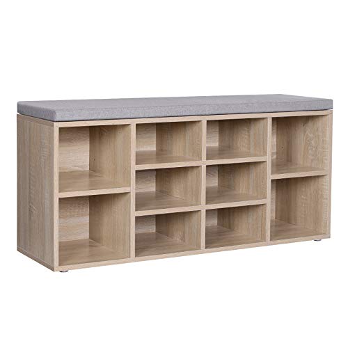 Schuhbank Sitzgelegenheit, 10 Fächer, Gepolstert, 48x104x30cm