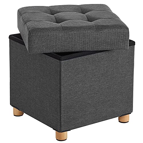 Hocker mit Stauraum, Deckel, Holzfüße, 40x38x38cm