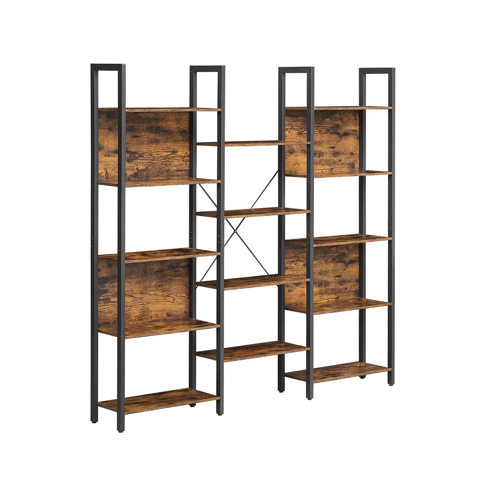 Wohnzimmerregal Industrie-Design, 14 Ablagen, Metallgestell, 166x158x24cm