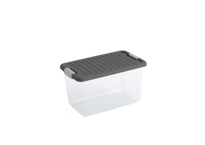 Aufbewahrungsbox mit Deckel 30 L – transparent, recycelter Kunststoff