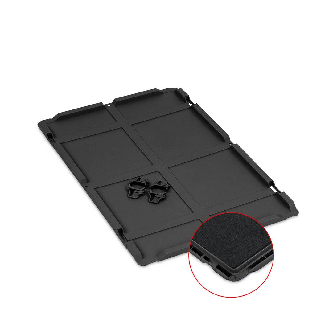 Auflagedeckel Set 600 x 400 für Eurobox NextGen 2.0 Cycle - Anthrazit - mit Schaumstoff - inkl. 4 schwarze Schiebeschnappverschlüsse